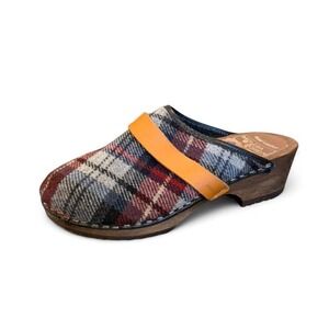 Moheda Toffeln Swedish Wooden Plaid Platform Scandinavian Clogs - Size 5.5/6*